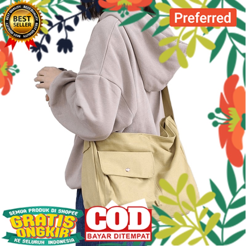 SATU ALAT Tas Selempang RAISHA 100% Canvas Premium Tebal Tas Kanvas// TAS IMPORT SLEMPANG KEREN / PR