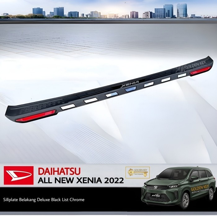Sillplate Belakang All New Xenia 2022 Rear Scuff Plate Deluxe Black - List Chrome SP21