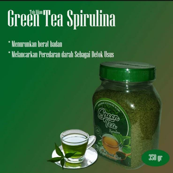 

COD - Bubuk Green Tea Spirulina | teh hijau instan | teh diet pelangsing | Jahe merah GREEN TEA spirulina Anugerah Kemasan Toples 350 gram