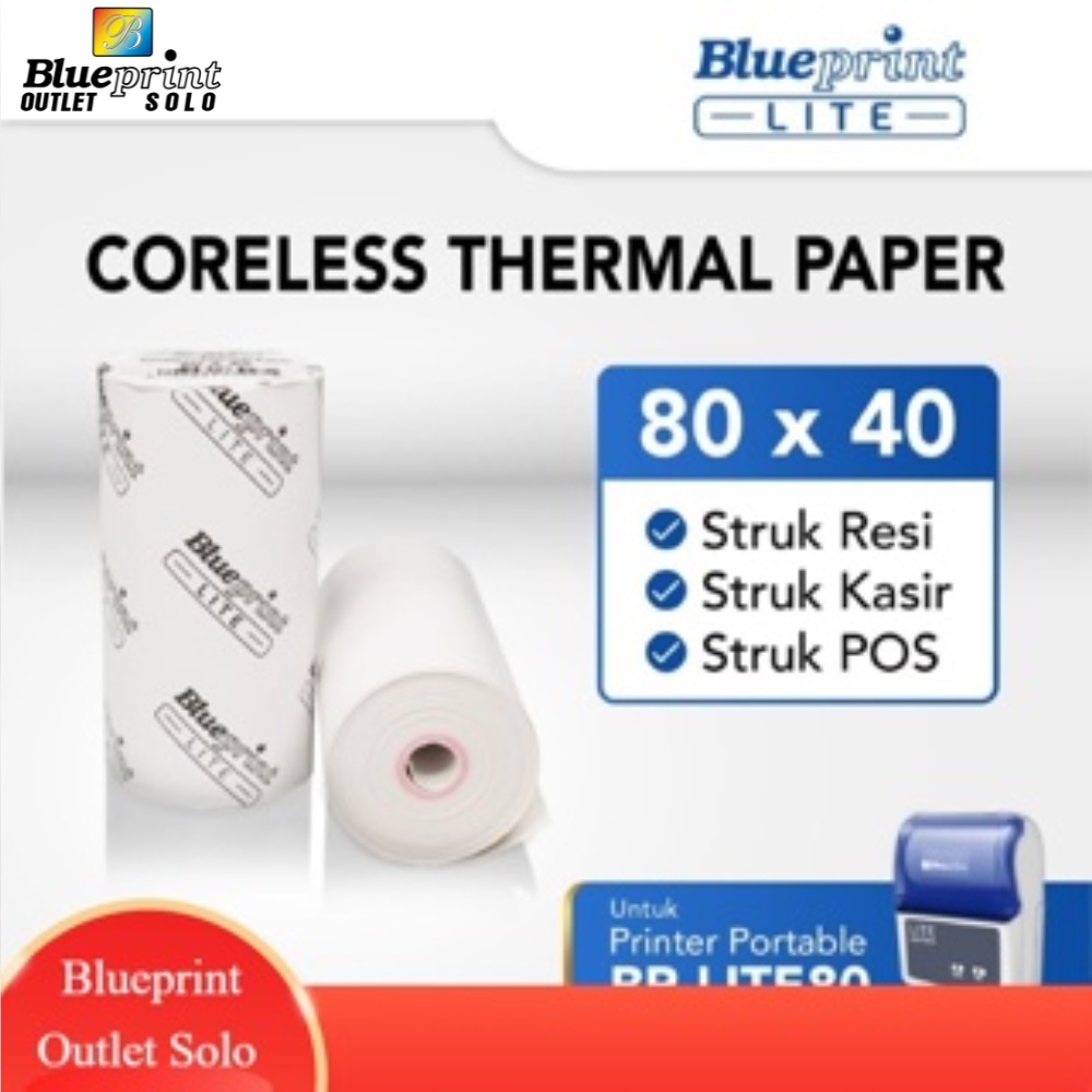 

Blueprint Lite 80 x 40 Paper Thermal Kertas Struk Tiket Karcis Parkir Antrian Blueprint Outlet Solo