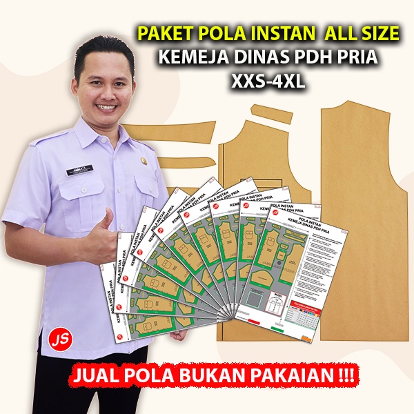 Paket Pola Instan All Size Kemeja Dinas PDH Pria | Pola Semua Ukuran XXS-4XL