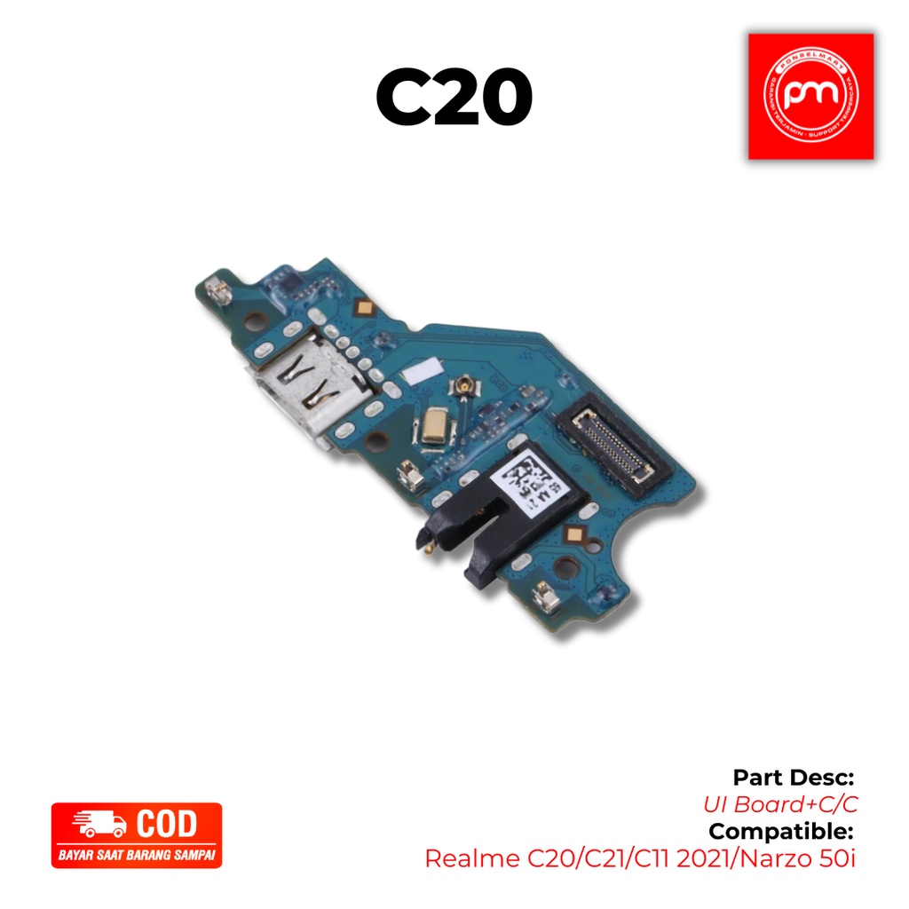 UI Board Konektor Cas Realme C20 Connector Charger C21 Papan Concas C11 2021 Narzo 50i