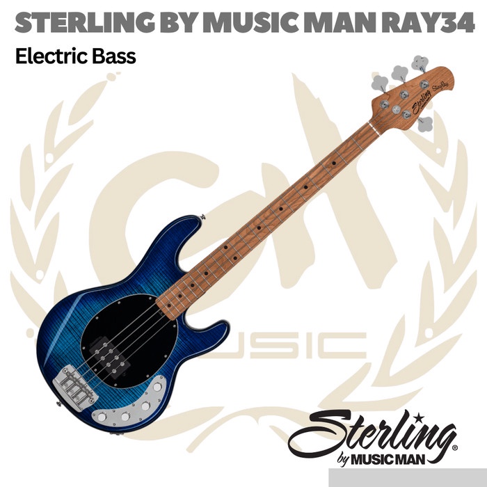 Sterling by Musicman RAY34 Flame Maple Electric Bass - Bass Elektrik