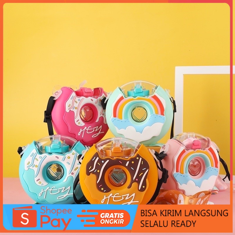 PROMO | JCO Botol Minum Bentuk Donat + Free tali 380ML Botol Minum Anak Donat BZ-263 JCO | Best Sell