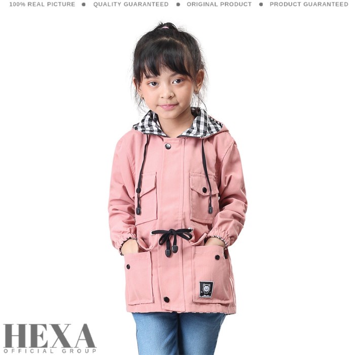 MURAH -Jaket Parka Canvas Anak Perempuan Umur 5 6 7 8 9 10 11 12 Tahun - Pink - 5-6 tahun- 1.2.23