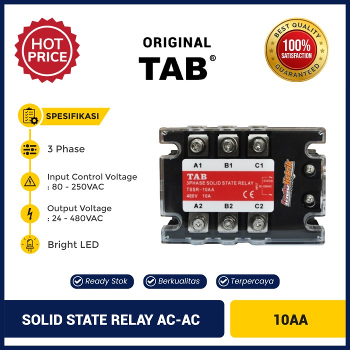 Solid State Relay 3 Phase AC-AC 10A TAB - 3 Phase AC-AC 10 Ampere -DN12
