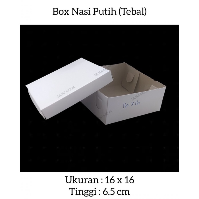 Fajar Mulya - Dus Nasi / Box Nasi Putih / Kotak Nasi / Ukuran 16x16 (Tebal) @25 pcs