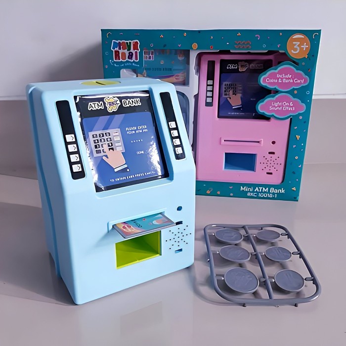 Celengan ATM Mini Hello Kitty bisa Uang Kertas & Koin / Celengan Unik - ATM Batre Murah