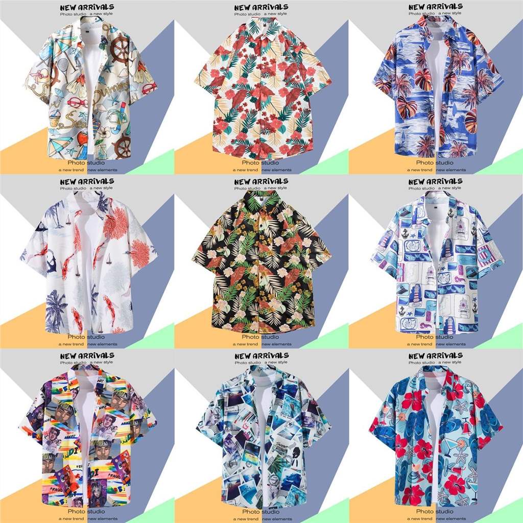 New floral shirt retro floral short sleeved shirt for men