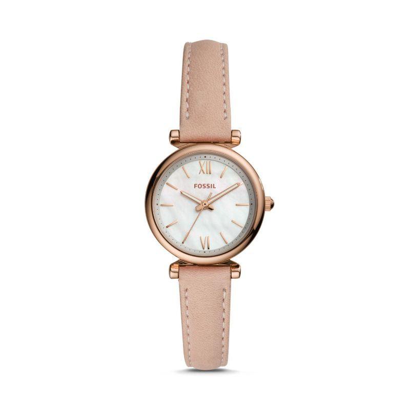 Fossil Carlie Mini Three-Hand Blush Leather Watch - ES4699 - Jam Tangan Wanita