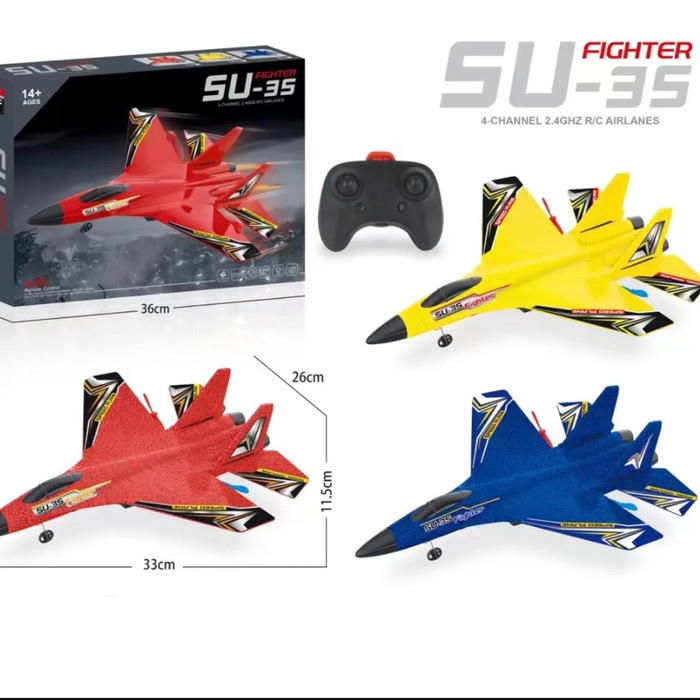 SALE Mainan Pesawat RC FX823 Model Pesawat Tempur F16 Dengan Remote Control - SU-35 MERAH Termurah