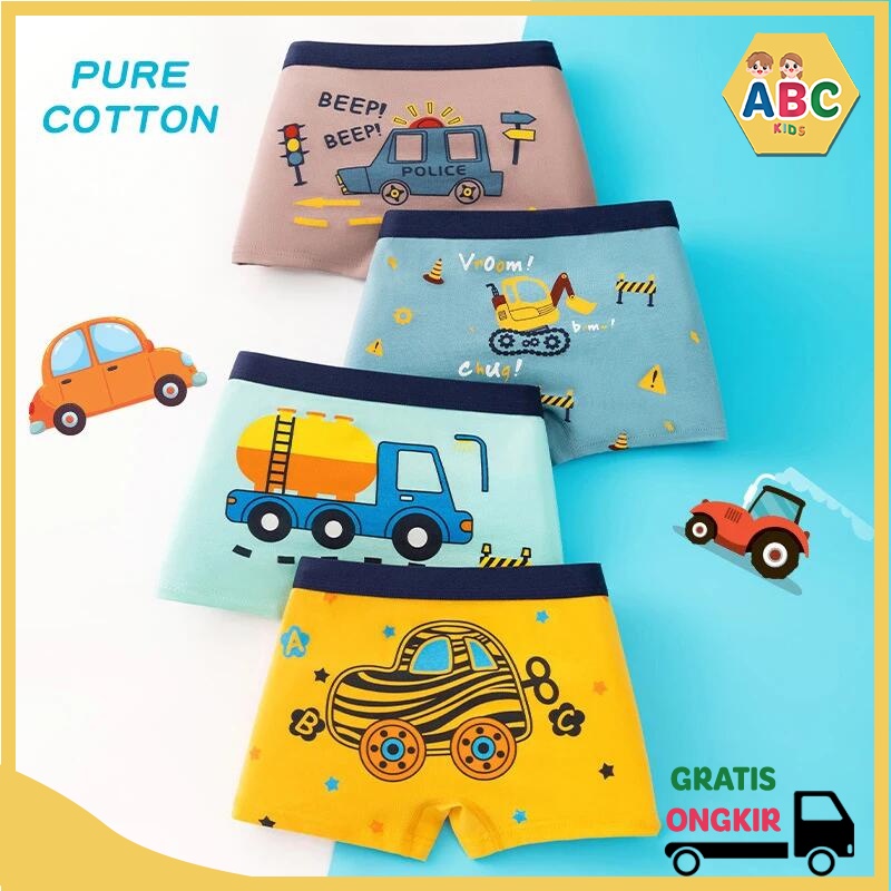 ABC KIDS Celana Dalam Boxer Anak laki-laki Pria cowok Katun SD SMB SMA 3 4 5 6 7 8 9 10 11 12 tahun