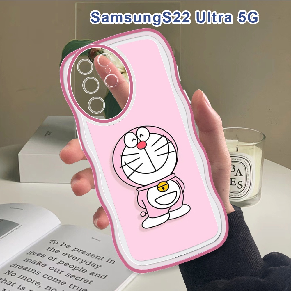 (Wave Case) Untuk Samsung Galaxy S22 Plus S22 Ultra S22 5G Casing Cartoon Doraemon Cover Shockproof 