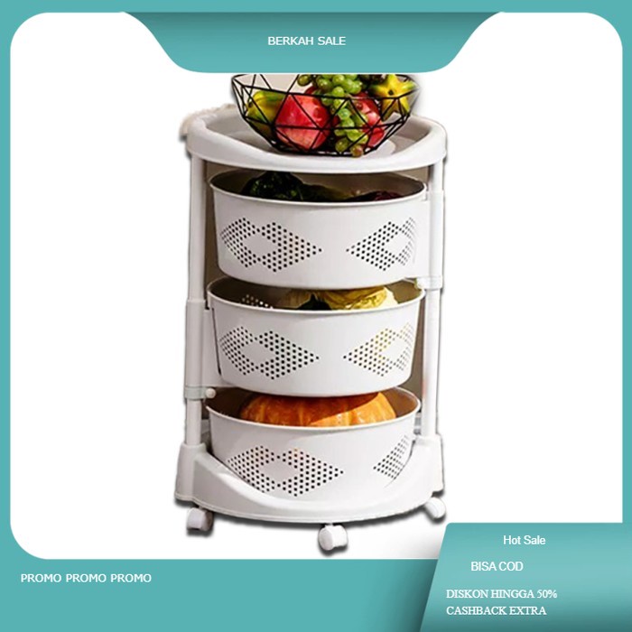 Cadillac Laus Troli Plastik Rak Dapur serbaguna Rangka Besi CDLC0009 - 3 SUSUN