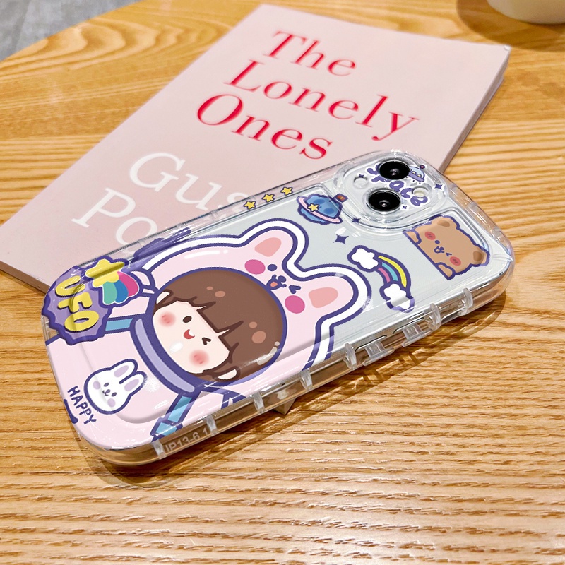 Soft Shockproof Phone Case Pink Rabbit Girl is Suitable For Samsung A30/A20/A205/A305/M10S/A32/A33/A
