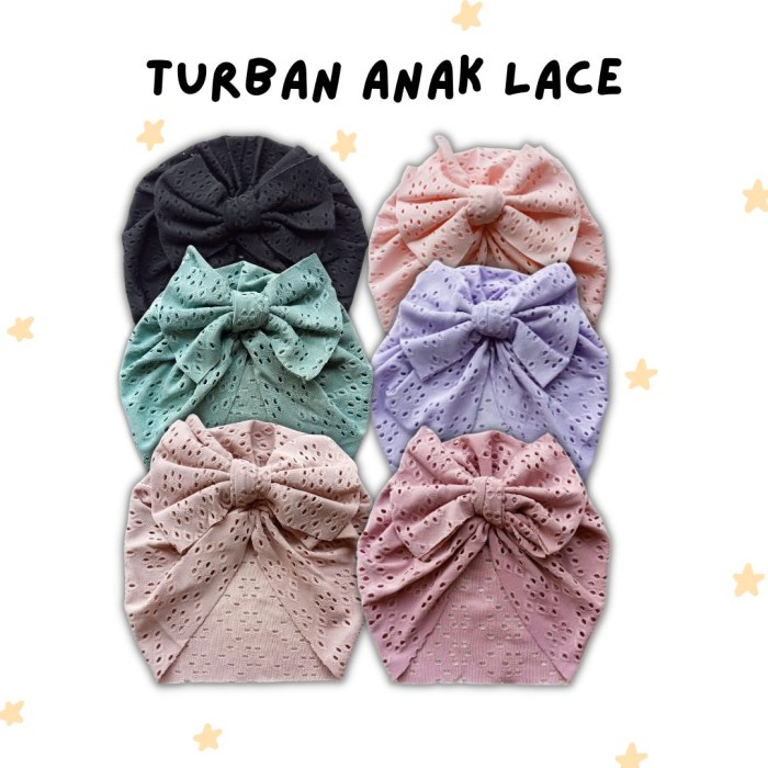 turban bayi anak fashion turban pita lace anak  1-3 tahun - babypink