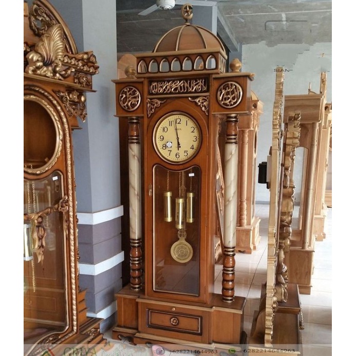 Best produk Lemari jam hias model kubah kayu jati + bandul jam