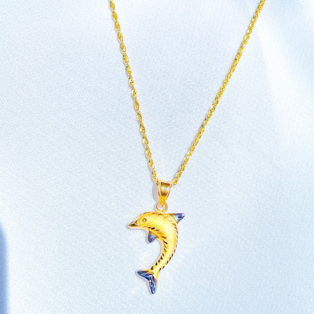Liontin anak dan dewasa emas asli kadar 70 16k dolphin ikan lumba2 lumba mainan kalung rantai tamban
