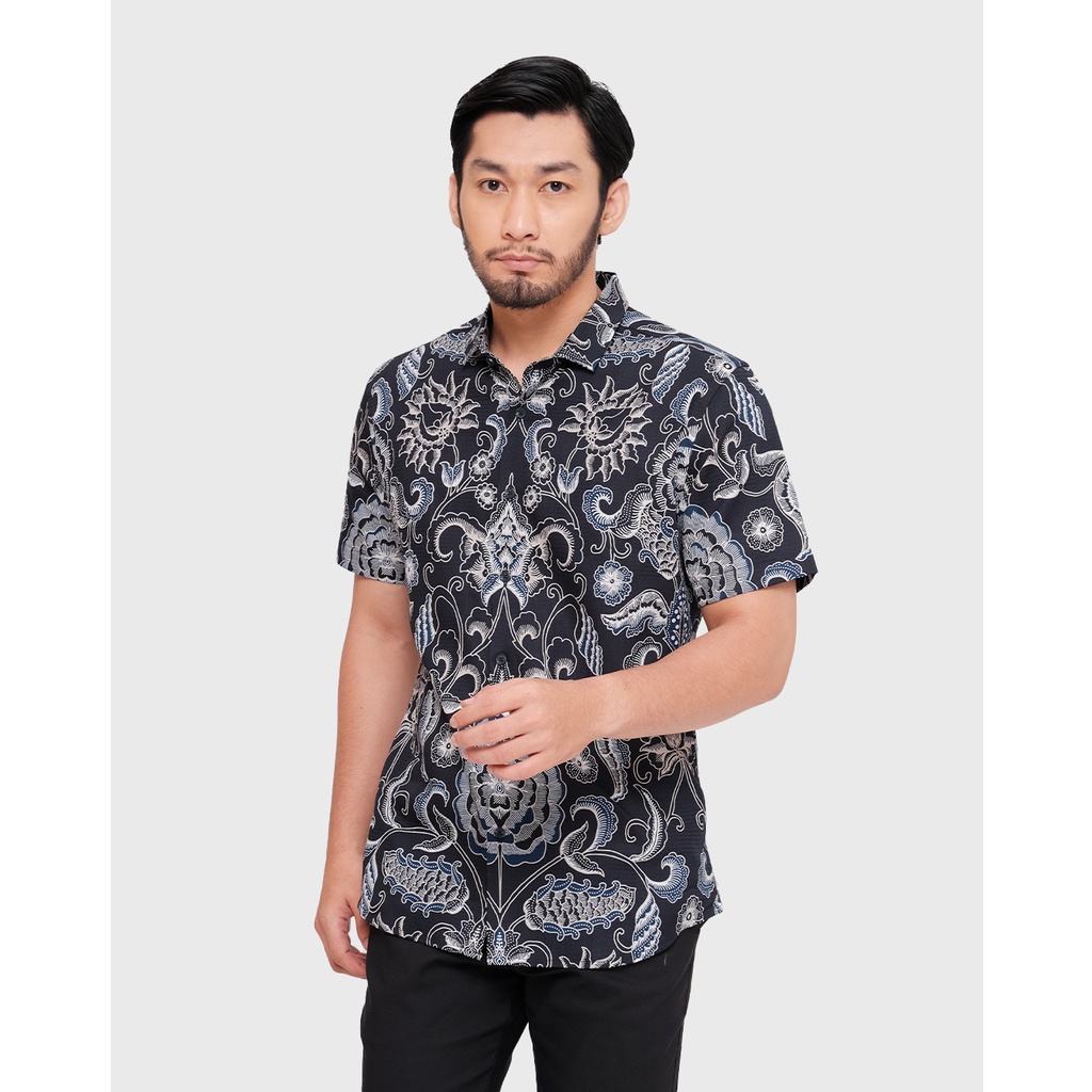 MOC Kemeja Batik Lengan Pendek Pria WIKRAMA - BLACK