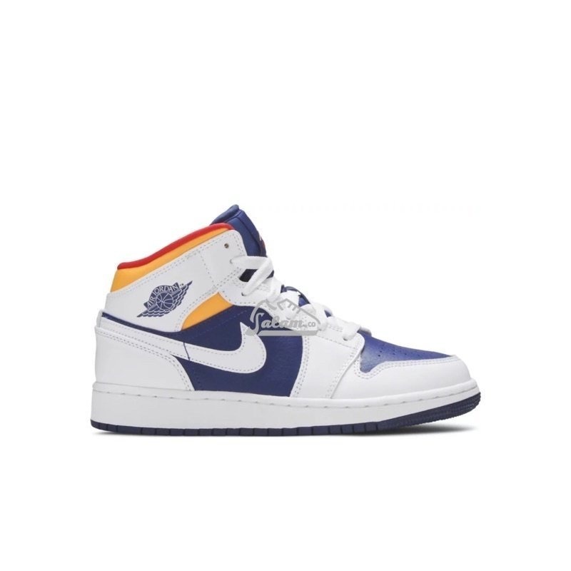 AJ 1 Mid GS 'White Deep Royal Blue' 554725 131 "Unisex"