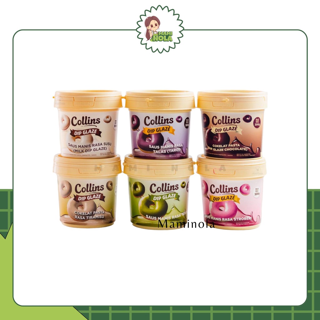 

Collins Dip Glaze 300 Gram Kemasan Ember/Cokelat/Tiramizu/Strawberry/Taro/Susu/Green Tea