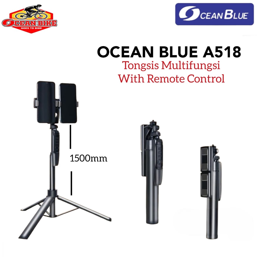 OCEANBLUE Tripod Bluetooth Remote Tongsis Selfie Stick A518 2 HP Stabilizer Gimbal Manual 150cm