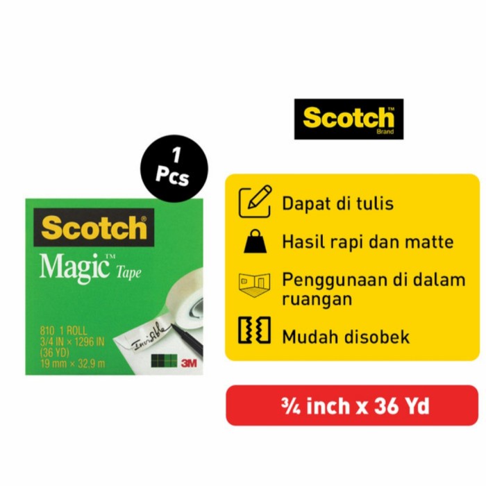 

3M Scotch Magic Tape Serbaguna 810 ¾ inch x 36 Yard