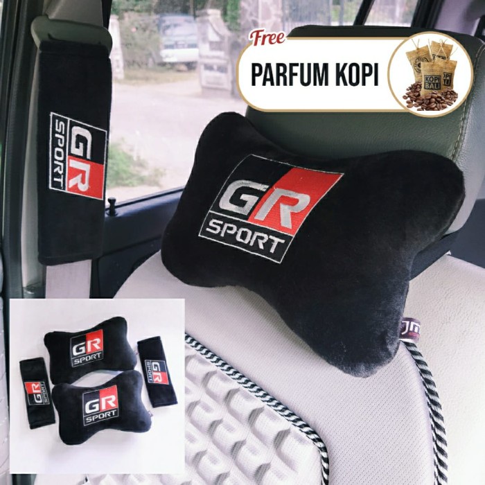 Bantal Mobil Leher Bordir GR Sport/Sandaran kepala Jok Kursi Mobil