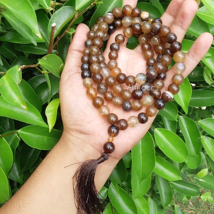 tasbih batu akik yaman natural 99 butir 10 mm asli