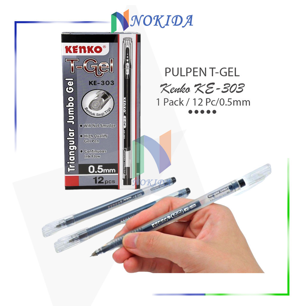 

Nokida Pulpen T-Gel Kenko KE-303 [1 Pack/12Pcs] / Alat Tulis Sekolah Ballpoint Bolpen Pena Pen / Polpen Jel Tinta Hitam Biru Merah 1 Pak
