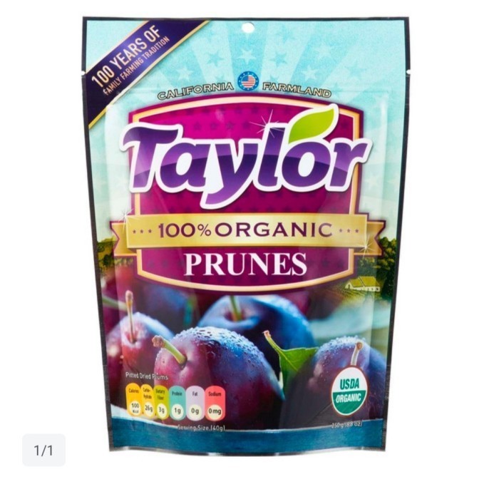 

Taylor Organic Prunes 250gr buah persik manisan