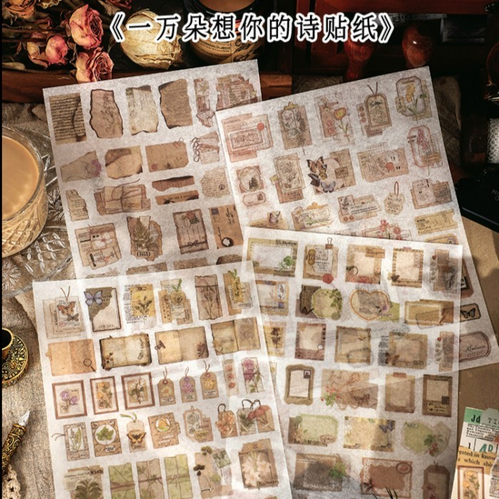 

Stiker Scrapbook Vintage Letter Series Retro Sticker DIY Journal Craft