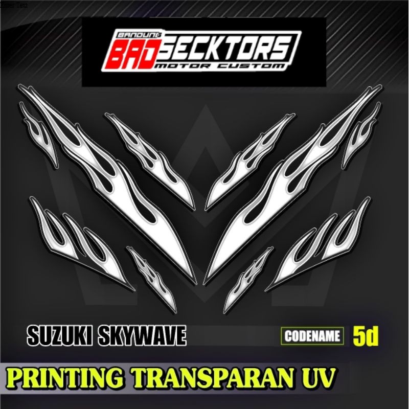 Decal Sticker Striping Variasi Transparan Uv Suzuki Skywave Api Skywave 125 2007-2011 Skywave NR Dec