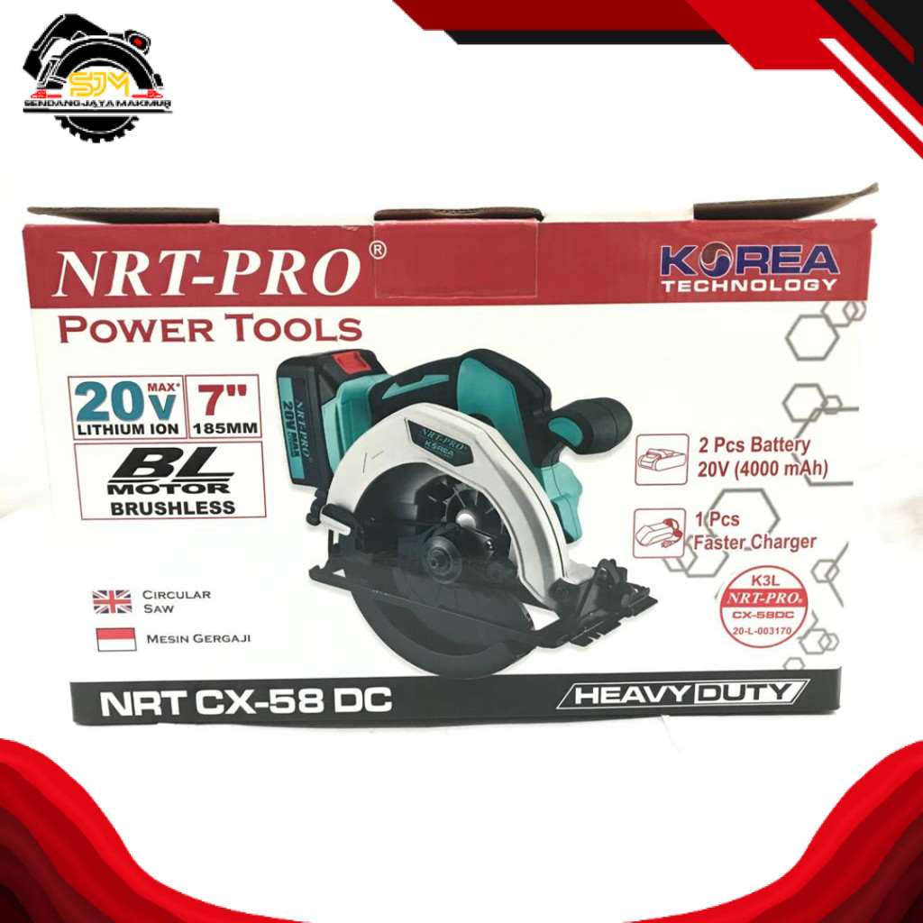 CIRCULAR SAW CORDLESS / MESIN POTONG SIRKEL BATERAI 7" CX 58 DC NRT-PRO