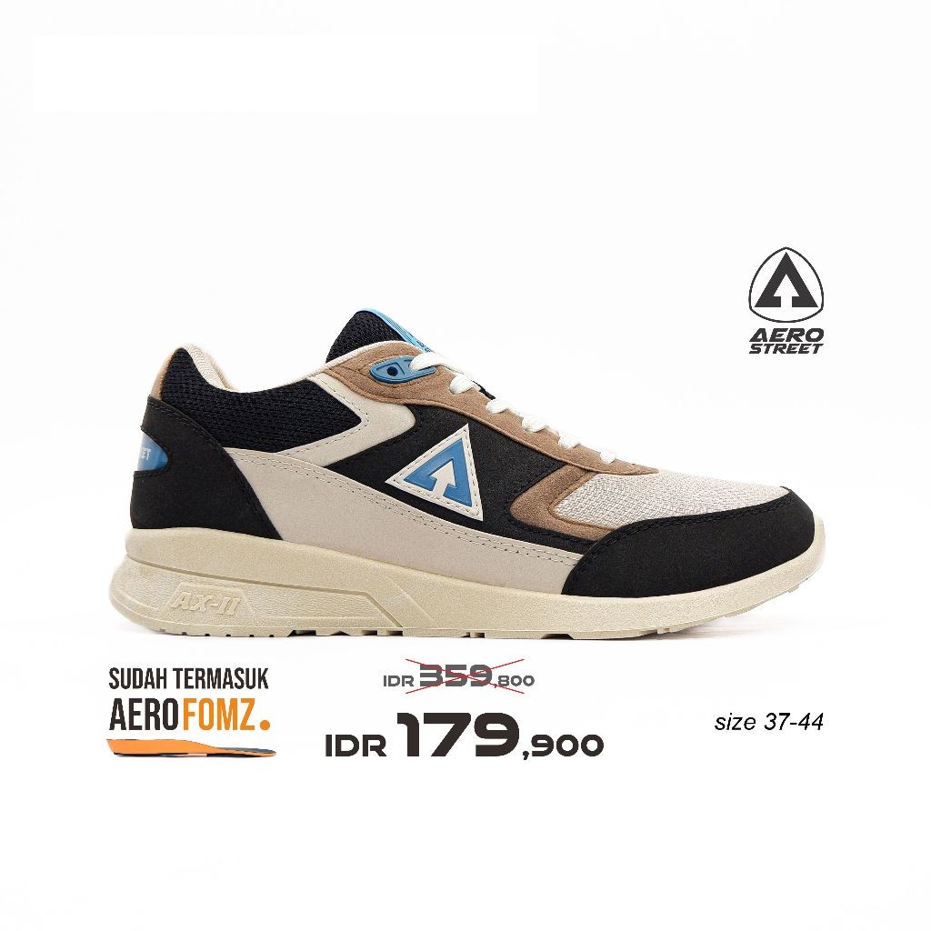 Aerostreet 37-44 Osaka Krem Biru Hitam - Sepatu Sneakers Sport