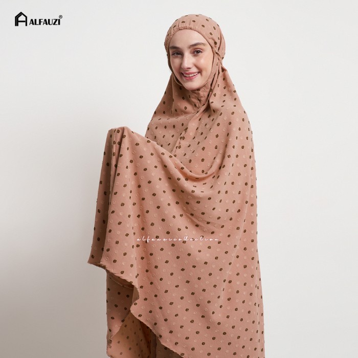 alfauzi - Mukena Dewasa Crinkle Dot TwoTone uragiri Airflow Premium - Caramel TERLARIS