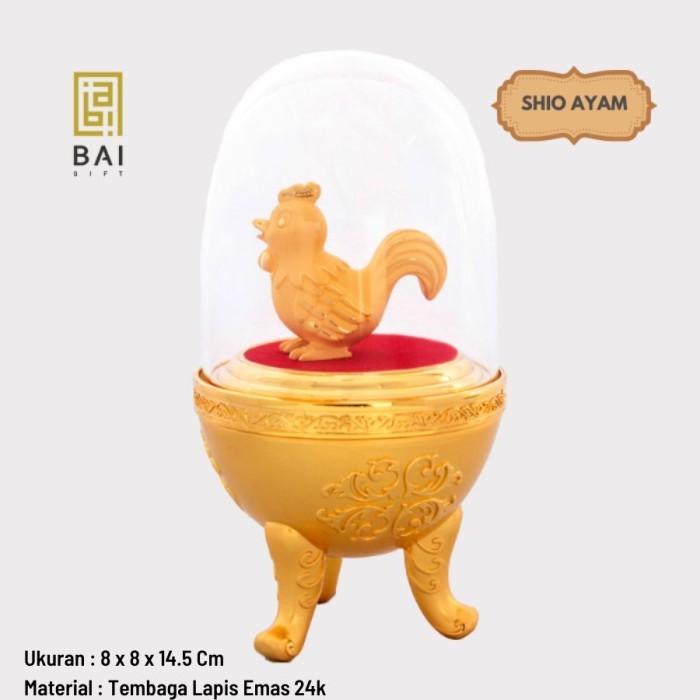 "SKY.LD" -  DISKON Patung Shio Ayam Lapis Emas Pajangan Shio Ayam Lapis emas C03 Hadiah - MINI 8*8*1