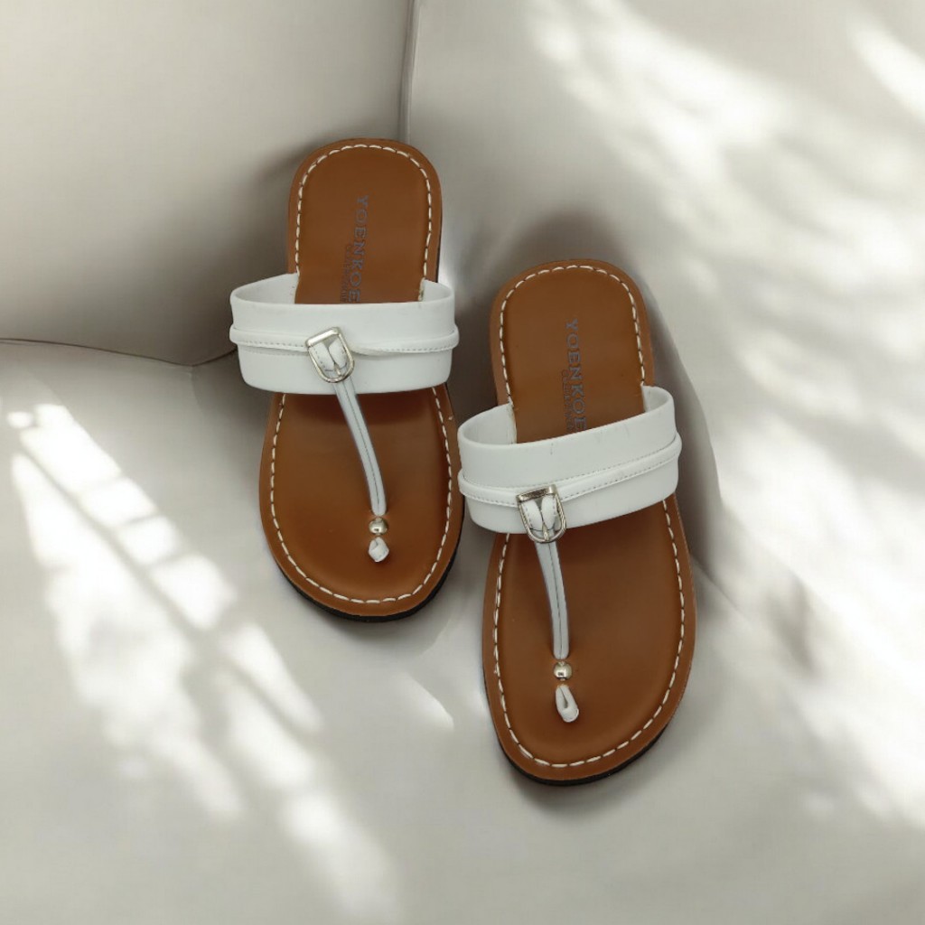 Sandal Kulit Tarumpah Pria Dewasa Outsole Hitam Karet