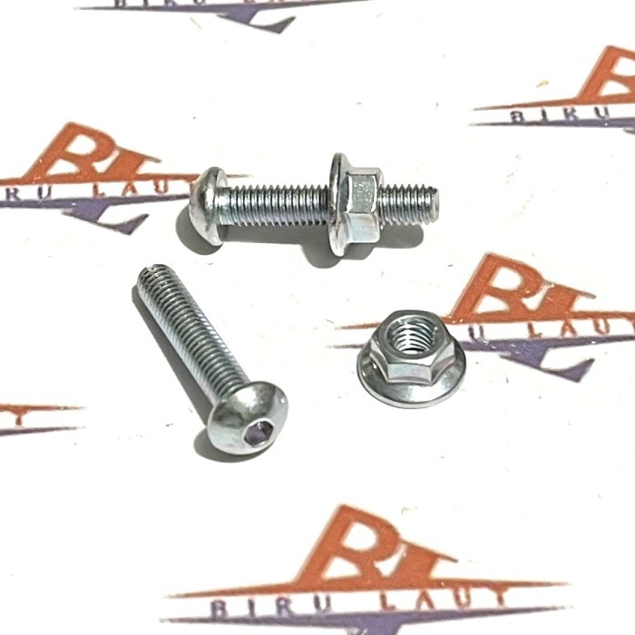 (Paket isi 10 Set) Baut L Button M5x25 Kunci L3 Set Mur M5/ Baut L3 Payung 5mm Panjang 2,5cm Set Mur