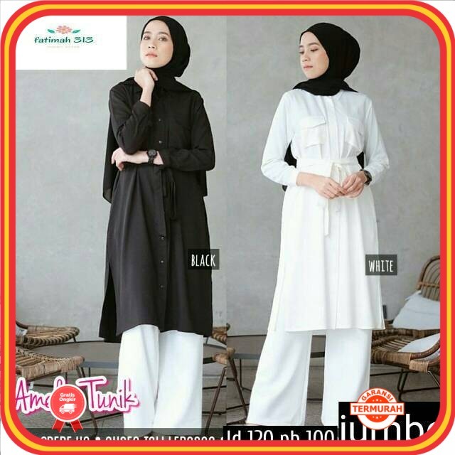 Pakaian Wanita Tunik Premium Murah Kekinian /LONG TUNIK POLOS SAKILA AMELIA TUNIK XL-XXL LD 110-120 