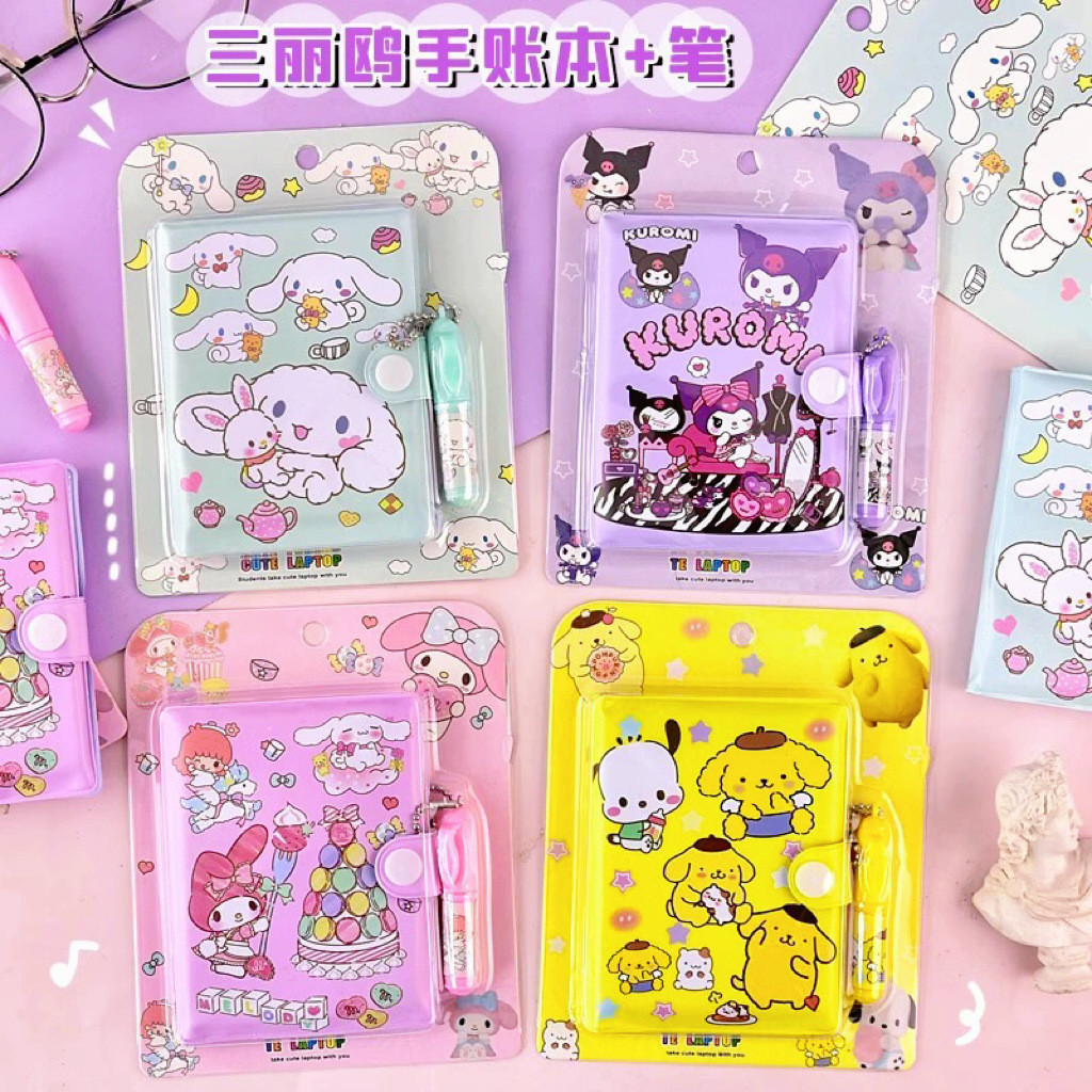 

Sanrio Kuromi Notebook Cinnamoroll Melody Journal Small Size Kawaii Miini Portable Ledger School Supplies Stationery Gifts