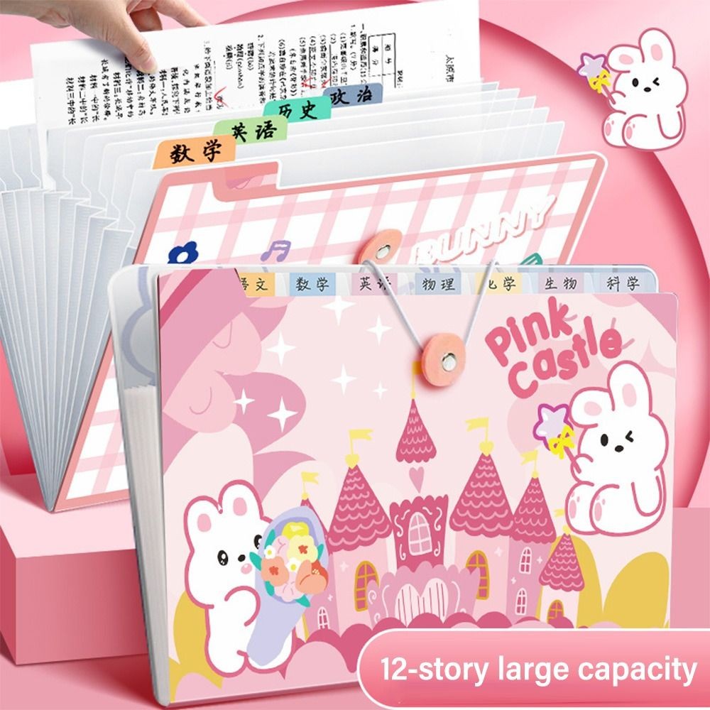 

Cartoon A4 8/13 Pockets File Folder Test Paper Storage Folder Waterproof File Organizer Classified Large Capacity Portfolio