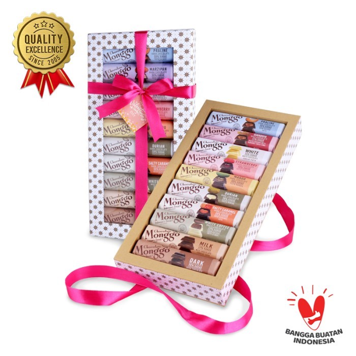 

Valentine Chocolate Gift Box 6x40gr Bars l Cokelat Monggo - Gift Batik Pink