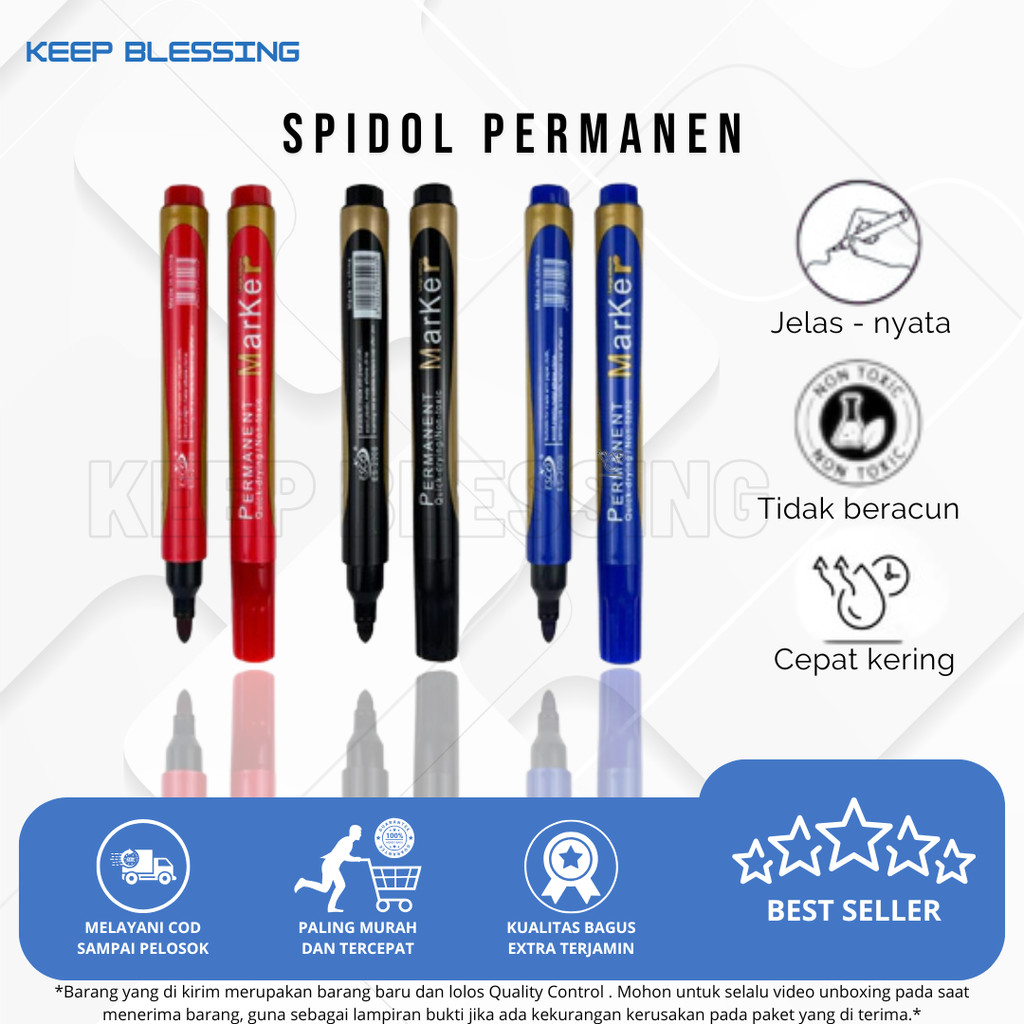 

Spidol Permanen Marker - Spidol Papan Tulis White Board - Tinta Jelas, Nyata dan Tidak Beracun - Cod - Duta Gemilang