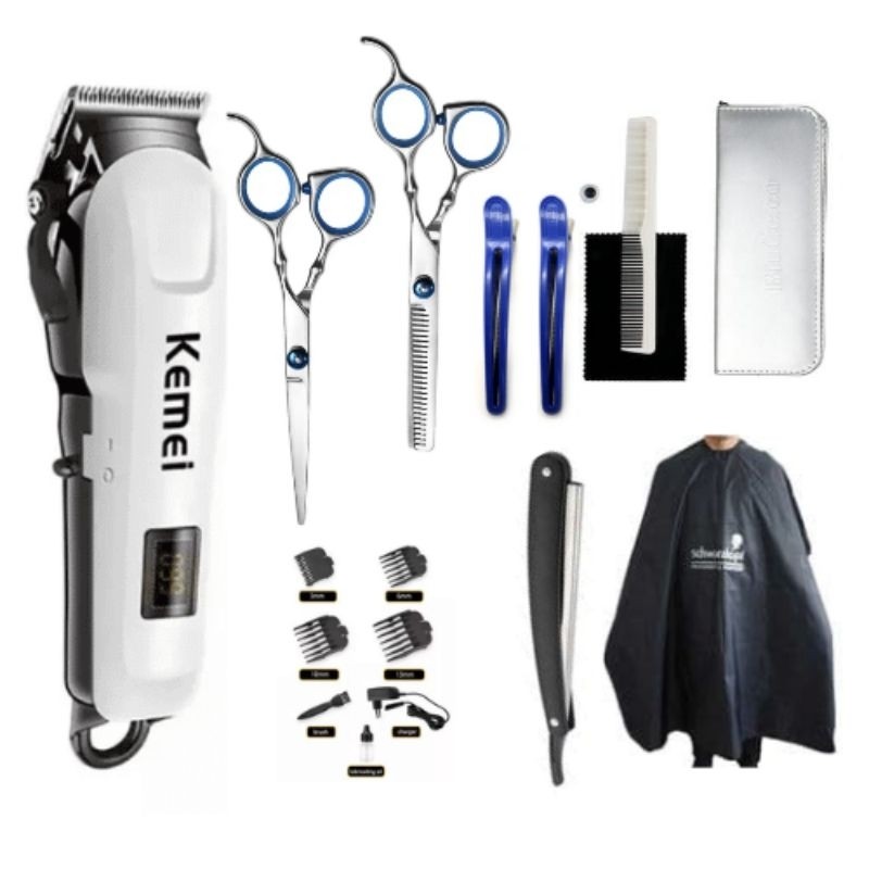 Paket usaha Peralatan Alat Cukur Mesin Cukur Rambut Kemei Km 809A Charger Hair Clipper Rechargeable 
