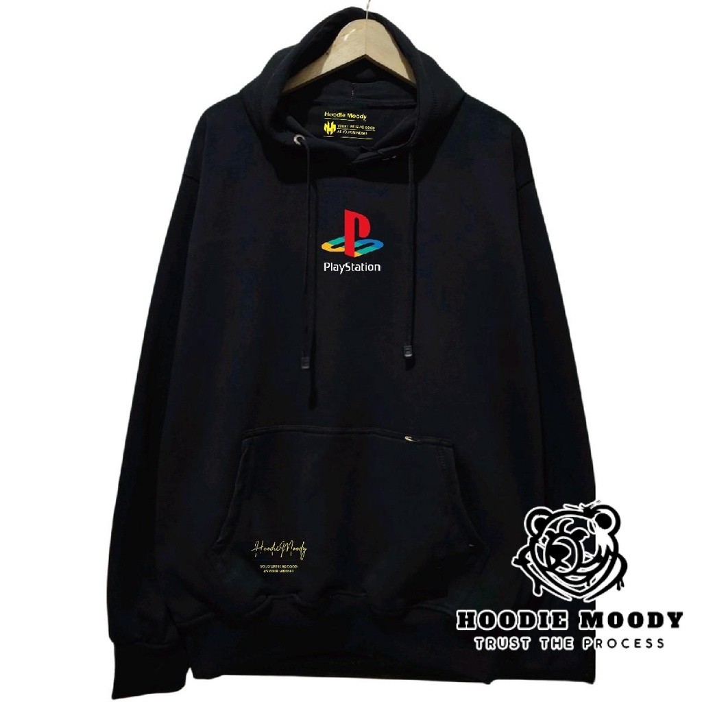 hoodiemoody hoodie pria distro playstation warna hitam  ukuran m l xl xxl  tebal lembut murah suiter