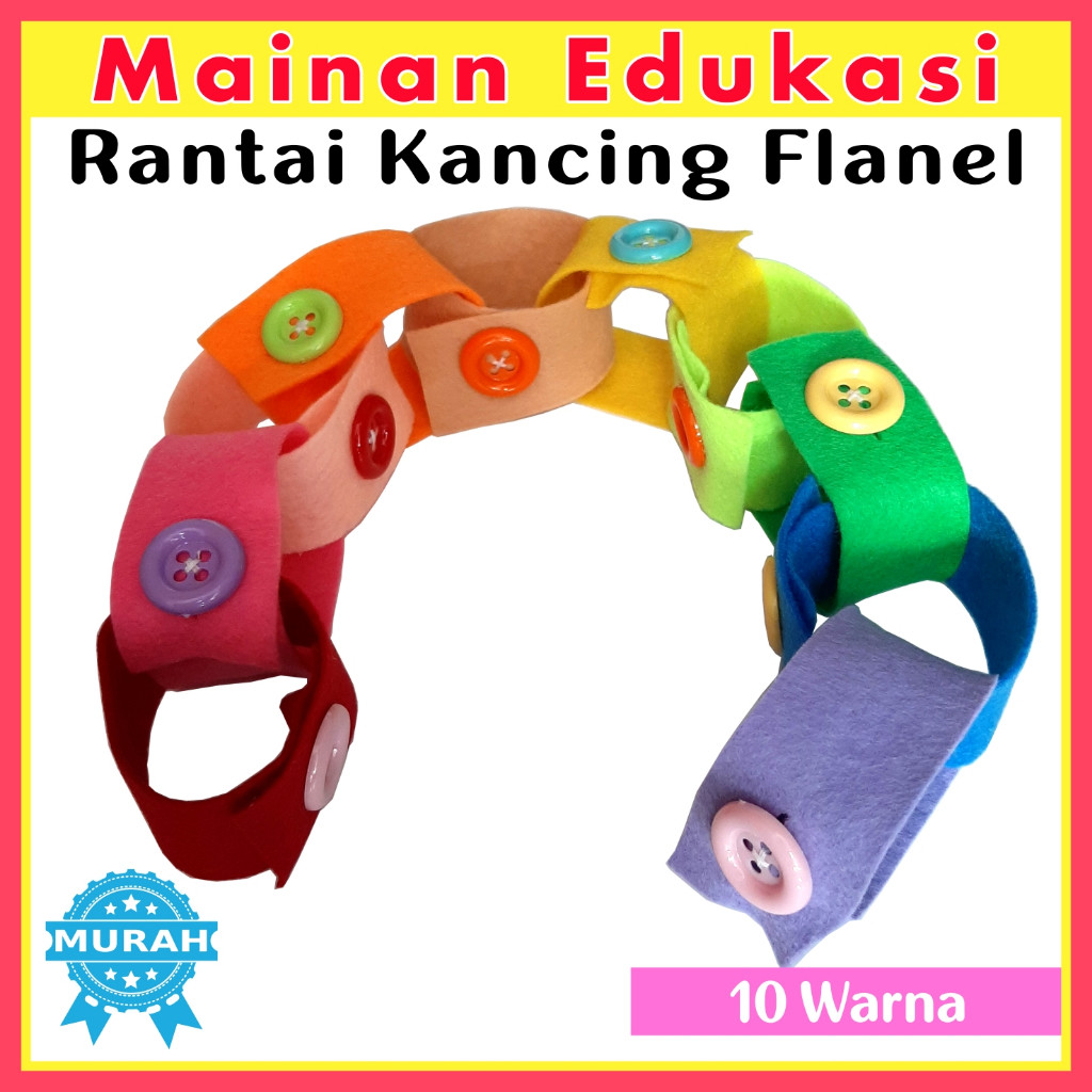 Mainan edukasi Mengancing RANTAI FLANEL dengan kancing, Sensory Play Montessori Toys