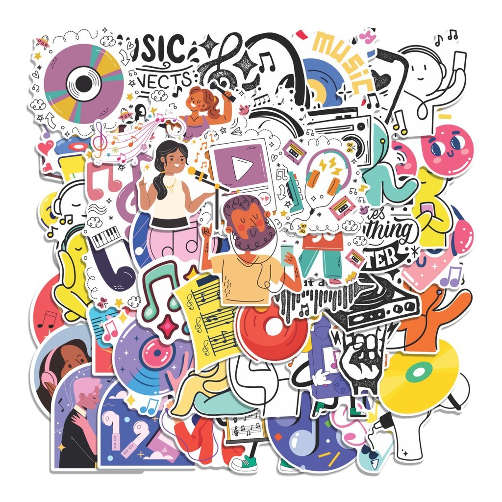 

COD 50 Pcs Stiker Musik Lucu Anti Air Untuk Dekorasi Notebook Sepeda Skateboard Handphone