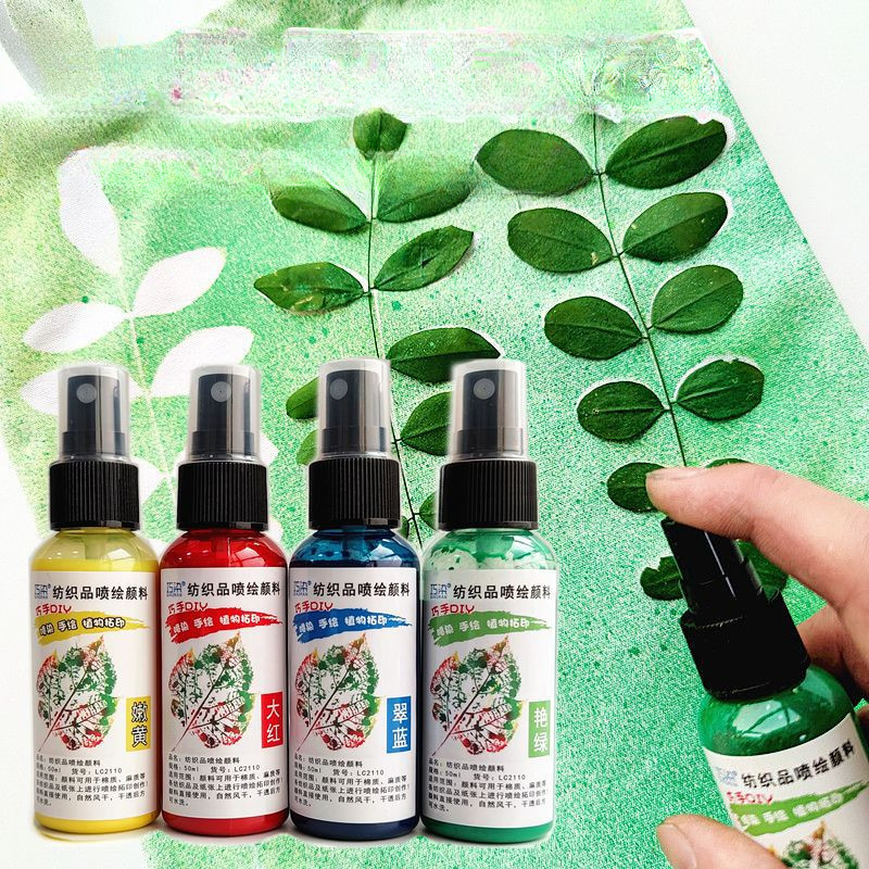 

50ml/bottle 12colors Textile Spray Paint Creative DIY Hand-painted Plant Rubbing Spray Dye Pigment