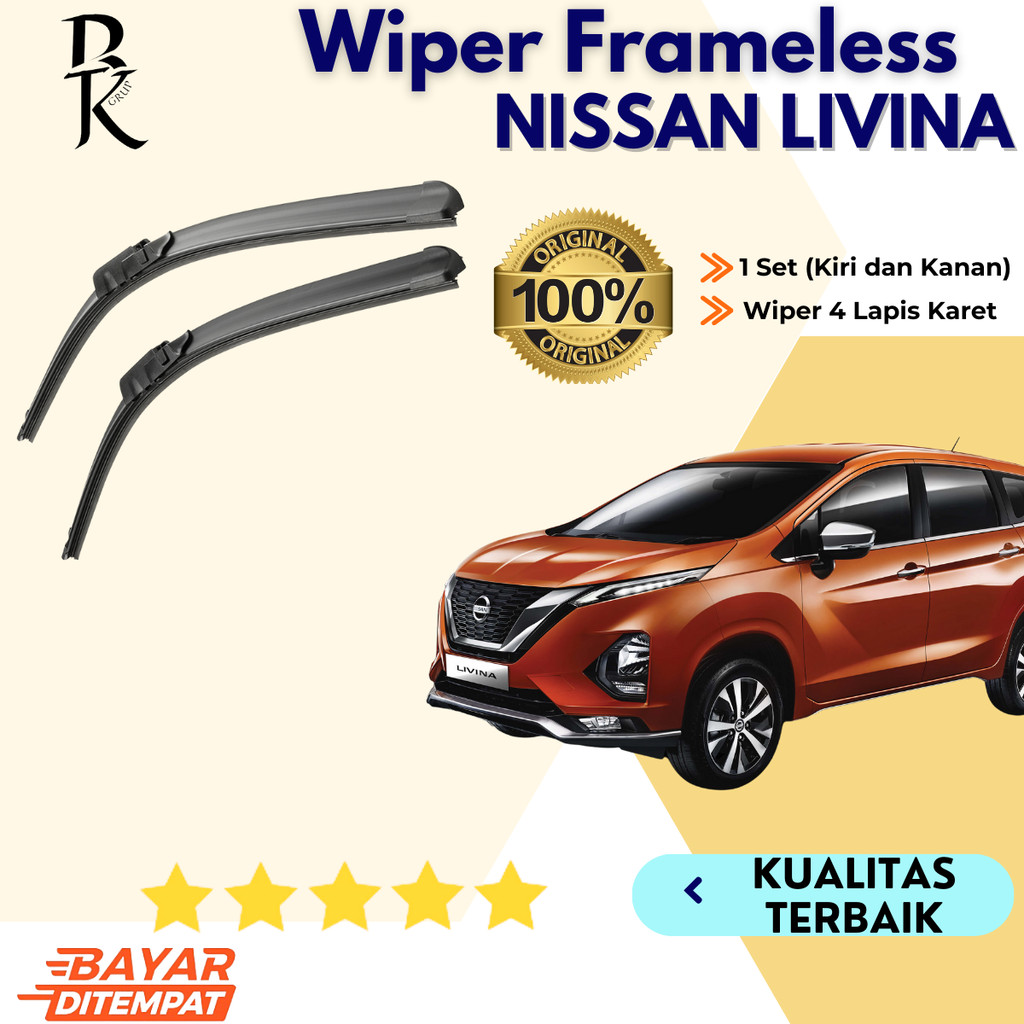 Wiper Blade Frameless Nissan Livina / Karet Wiper Mobil Nissan Grand Livina 1 Set Kiri dan Kanan / W